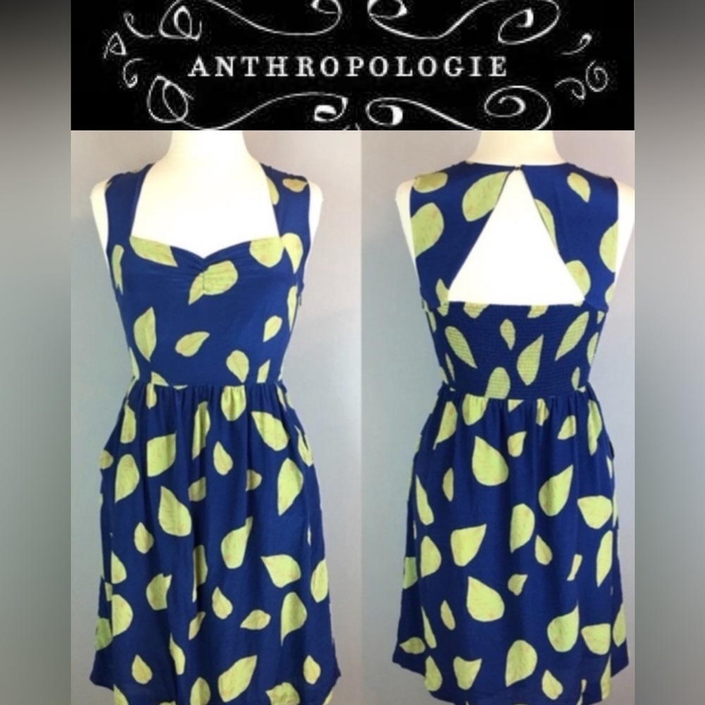 Anthropologie Leaf Pattern Dress